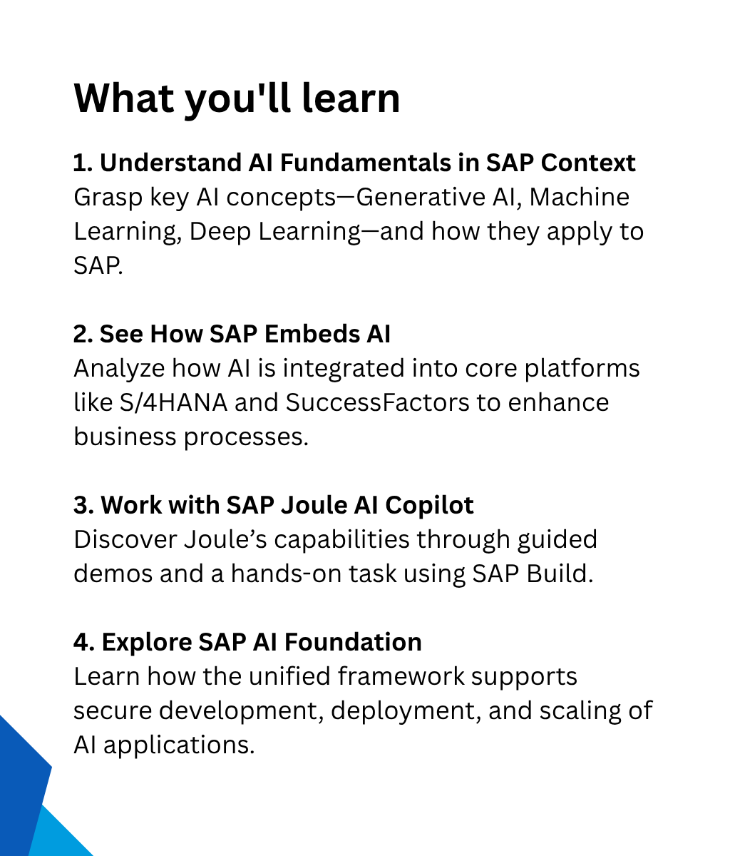 SAP AI Masterclass online training course for SAP professionals