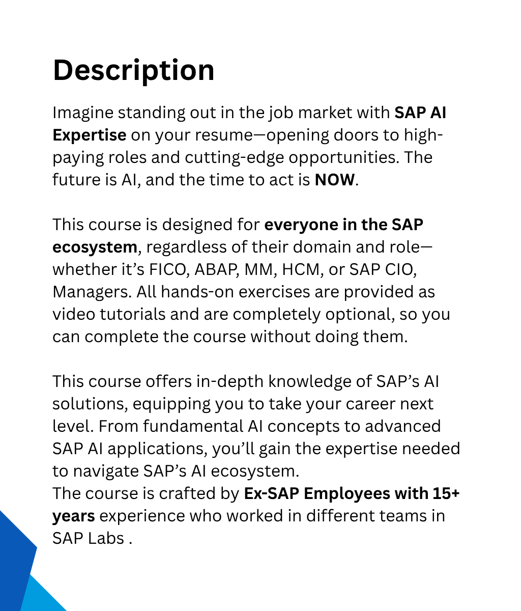 SAP AI Masterclass by ex-SAP experts – AI skills for SAP projects